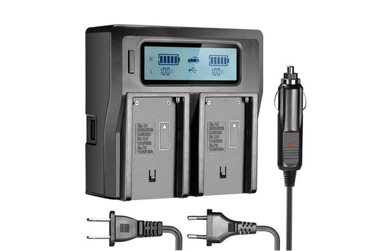 Dual-Channel Charger With LCD Display & 2 NP-F550 Type Batteries - F9939